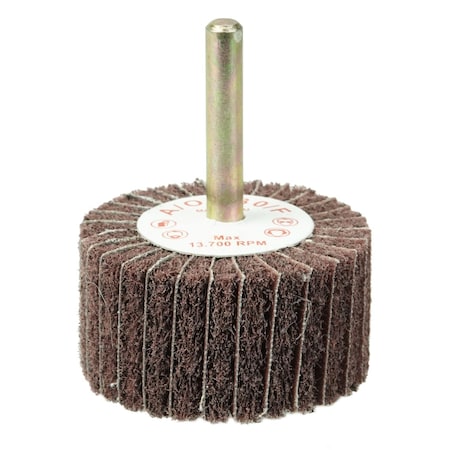 Weiler 2" x 1" Non-Woven Stem-Mounted Interleaf Flap Wheel, 180AO, 1/4" Stem 54501